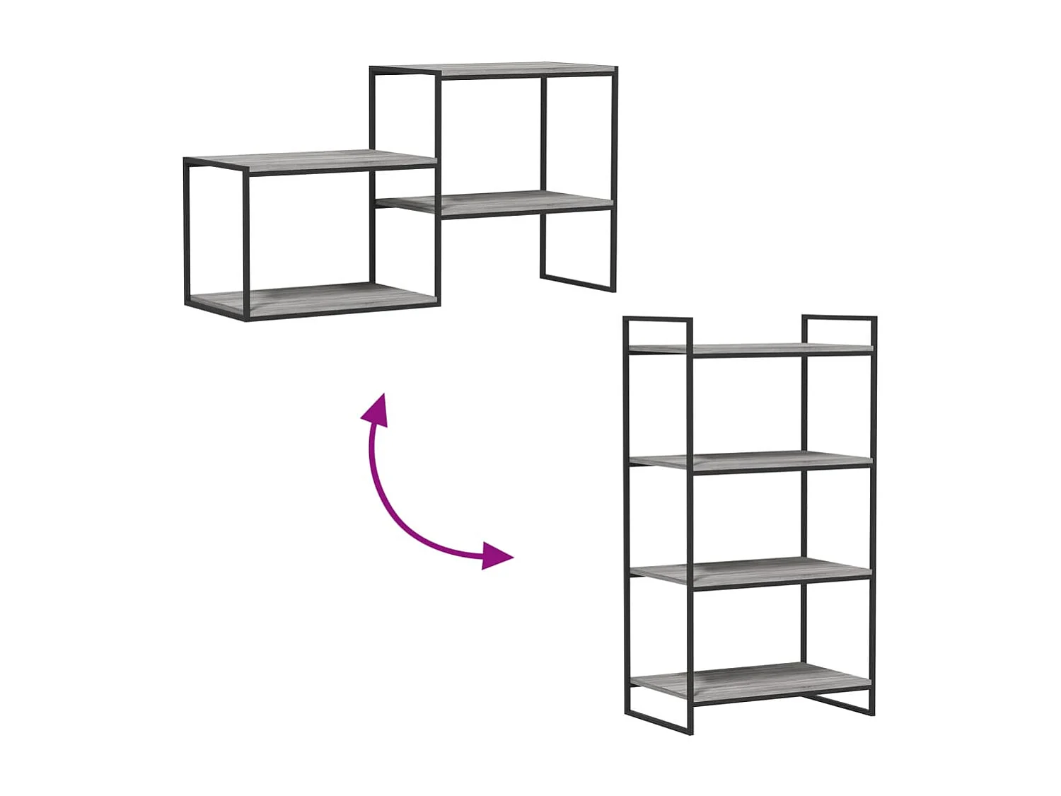 Étagères murales 4 pcs sonoma gris 60x40x1,5 cm bois ingénierie