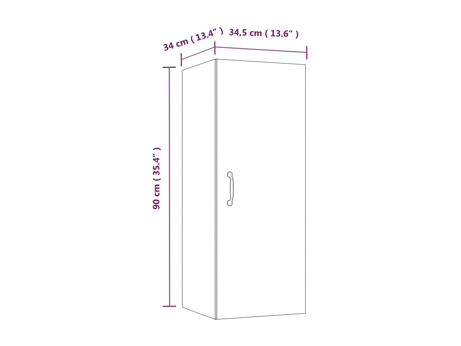 Armoire murale Gris béton 34,5x34x90 cm Bois d'ingénierie