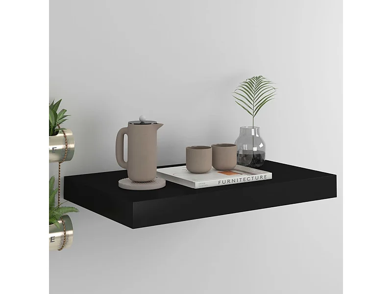 Schwebendes Wandregal Schwarz 40x23x3,8 cm MDF