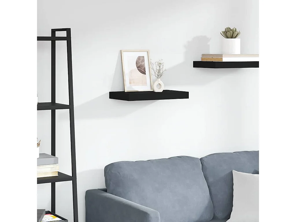 Étagère murale flottante noir 40x23x3,8 cm MDF