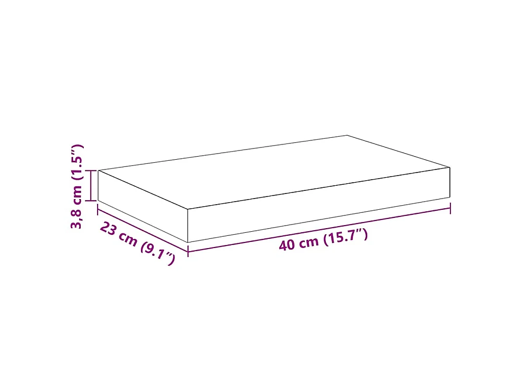 Étagère murale flottante noir 40x23x3,8 cm MDF