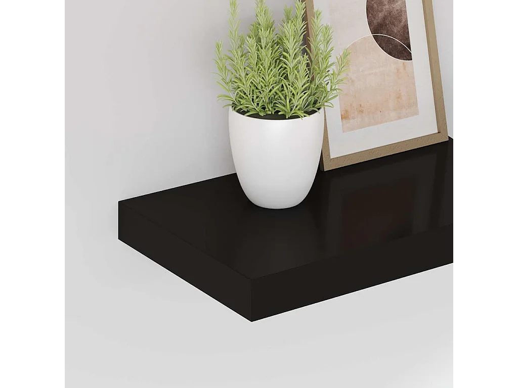Scaffale a Parete Nero 40x23,5x3,8 cm in MDF