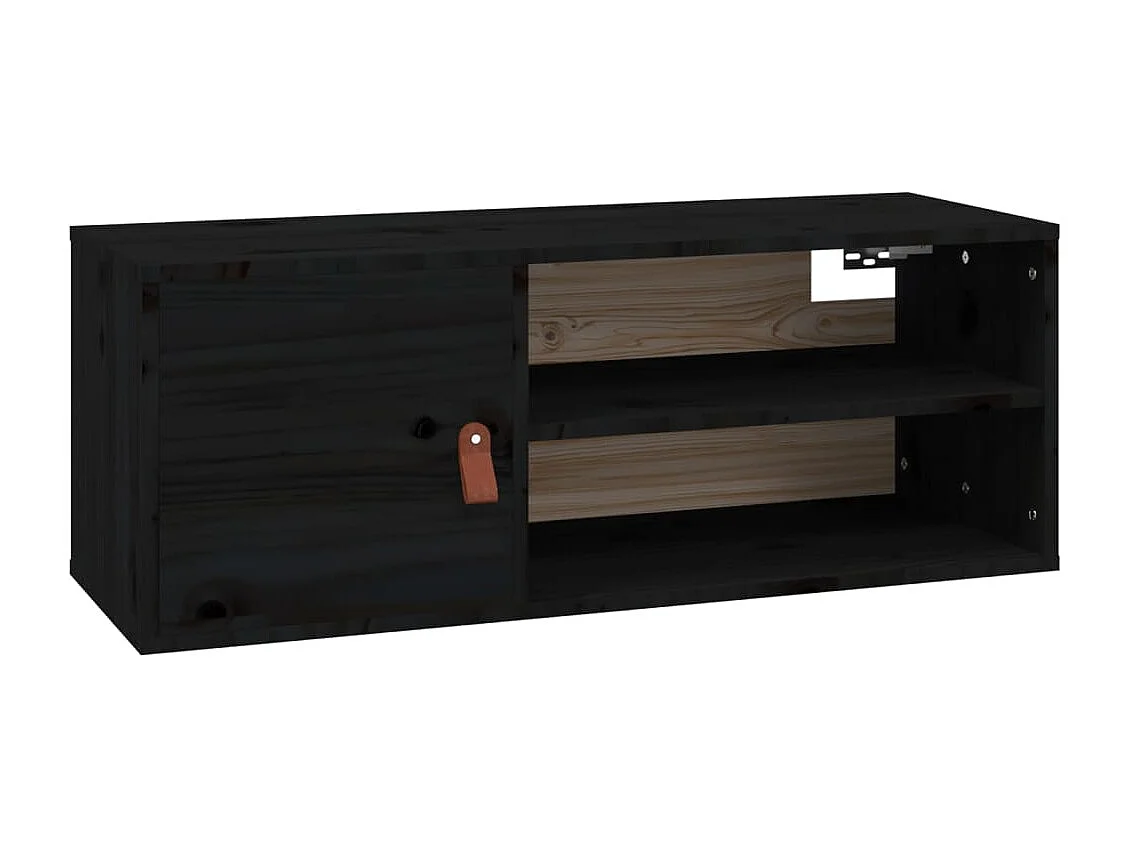 Armários de parede 2 pcs 80x30x30 cm pinho maciço preto