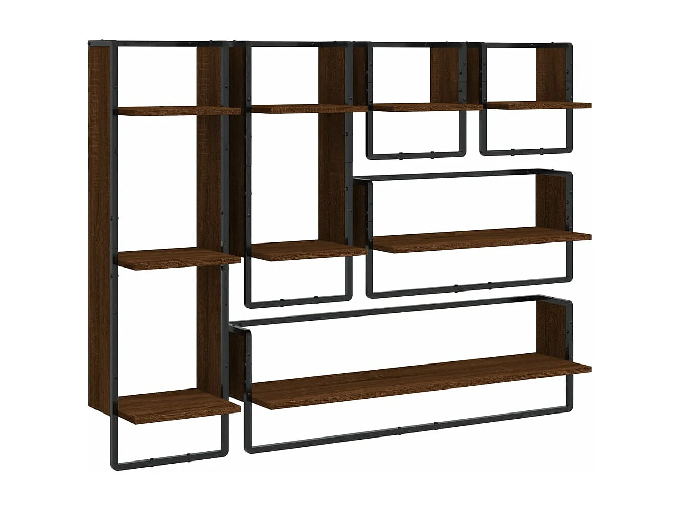 Ensemble d'étagères murales avec barres 6 pcs chêne marron