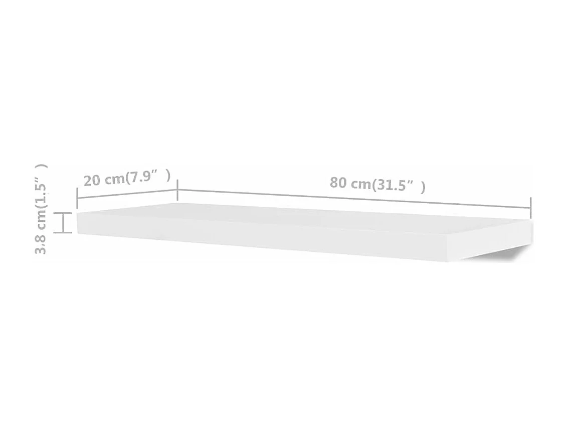 Prateleiras de parede 4 pcs branco 80 cm