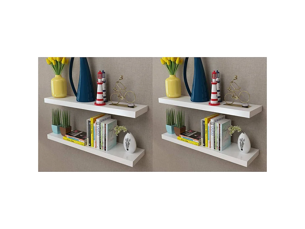 Prateleiras de parede 4 pcs branco 80 cm