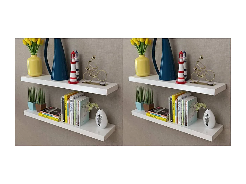 Mensole a Parete 4 pz Bianche 80 cm