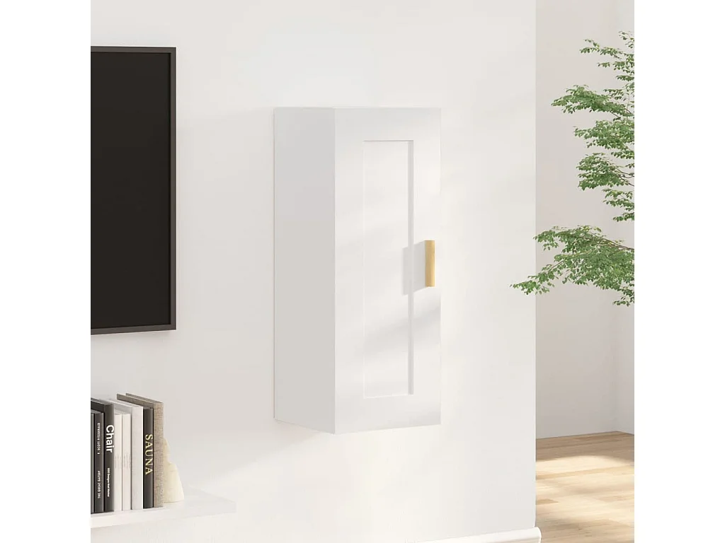 Armoire murale Blanc brillant 35x34x90 cm Bois d'ingénierie