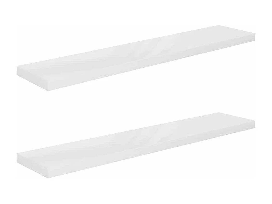 Étagère murale flottante 2pcs Blanc brillant 120x23,5x3,8cm MDF