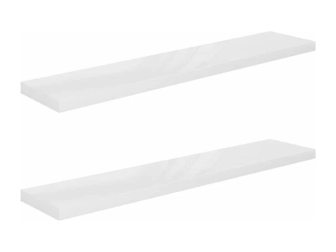 Étagère murale flottante 2pcs Blanc brillant 120x23,5x3,8cm MDF