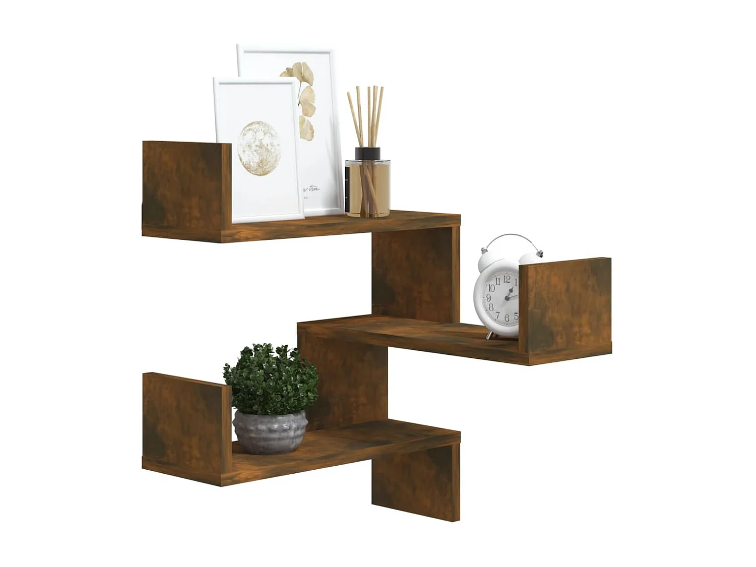 Étagère d'angle murale Chêne fumé 40x40x50 cm Bois d'ingénierie