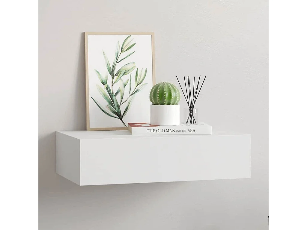 Półka ścienna z szufladą Biały 40x23,5x10 cm MDF Styl Nowoczesny