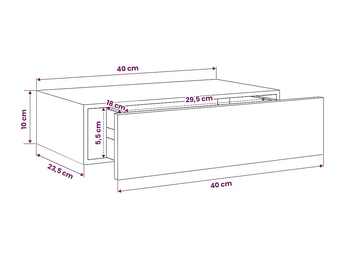 Wandschap met lade 40x23,5x10 cm MDF wit