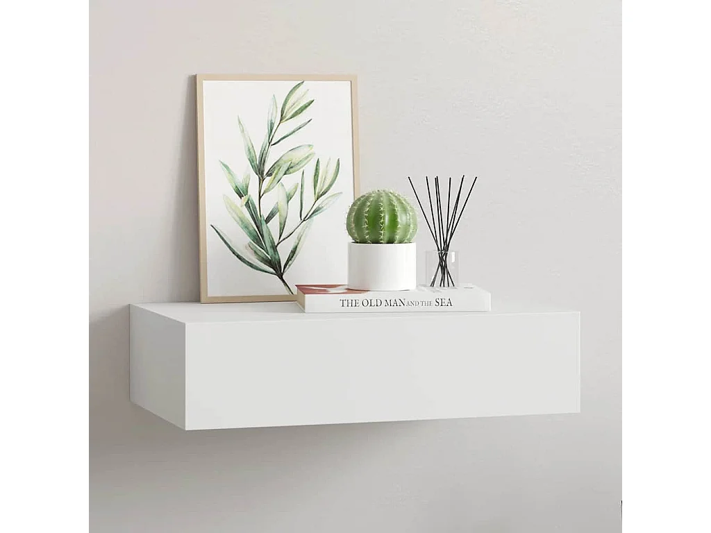 Scaffale con Cassetti da Parete Bianco 40x23,5x10 cm in MDF