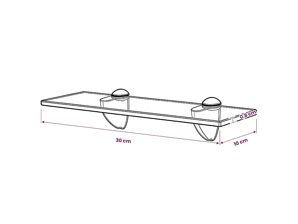 Zwevend schap 30x10 cm 8 mm glas