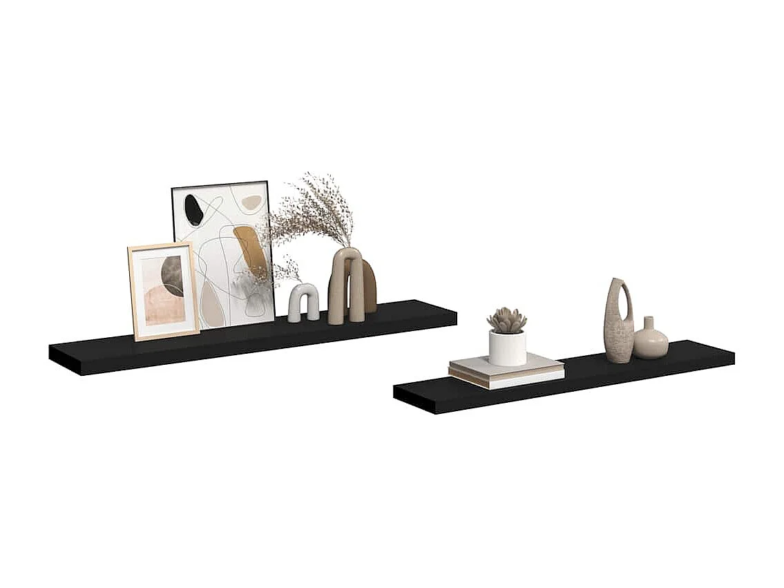 Étagères murales flottantes 2 pcs noir 120x23,5x3,8 cm MDF