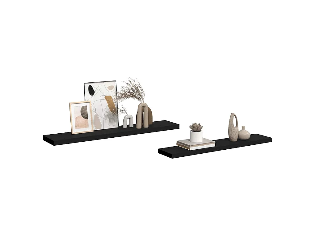 Étagères murales flottantes 2 pcs noir 120x23,5x3,8 cm MDF