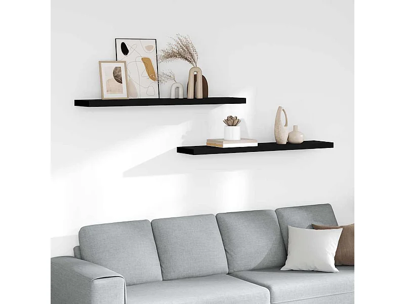 Étagères murales flottantes 2 pcs noir 120x23,5x3,8 cm MDF