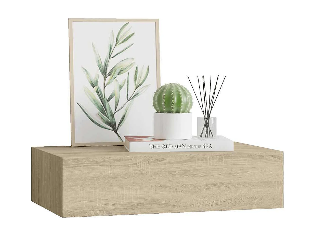 Wandregal mit Schublade Eichen-Optik 40x23,5x10 cm MDF