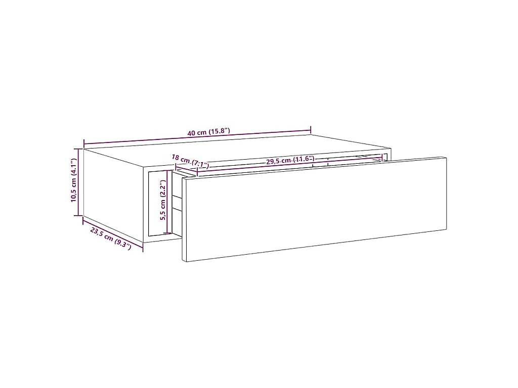 Wandregal mit Schublade Eichen-Optik 40x23,5x10 cm MDF