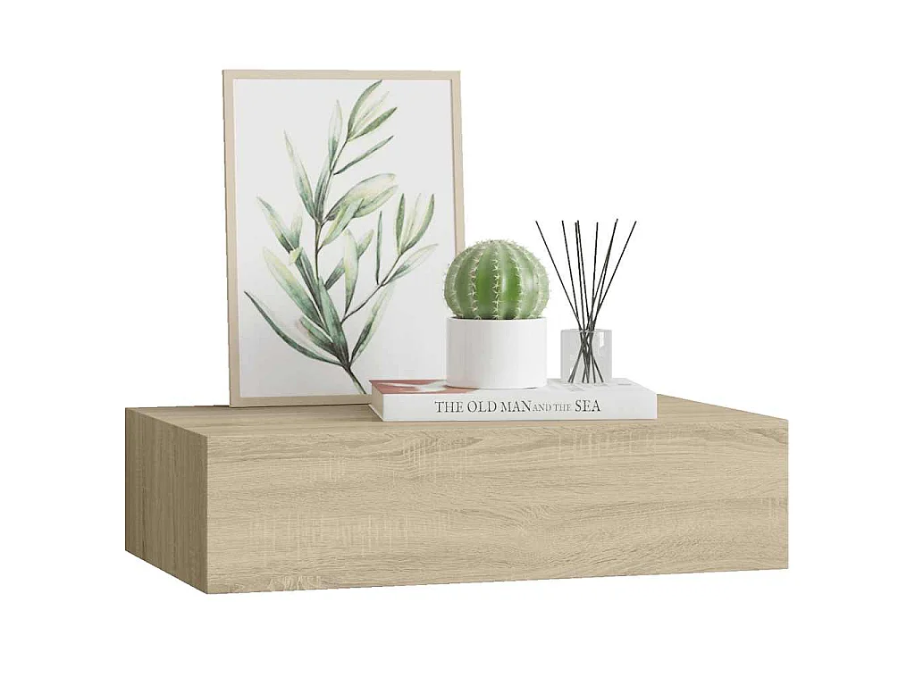 Wandregal mit Schublade Eichen-Optik 40x23,5x10 cm MDF