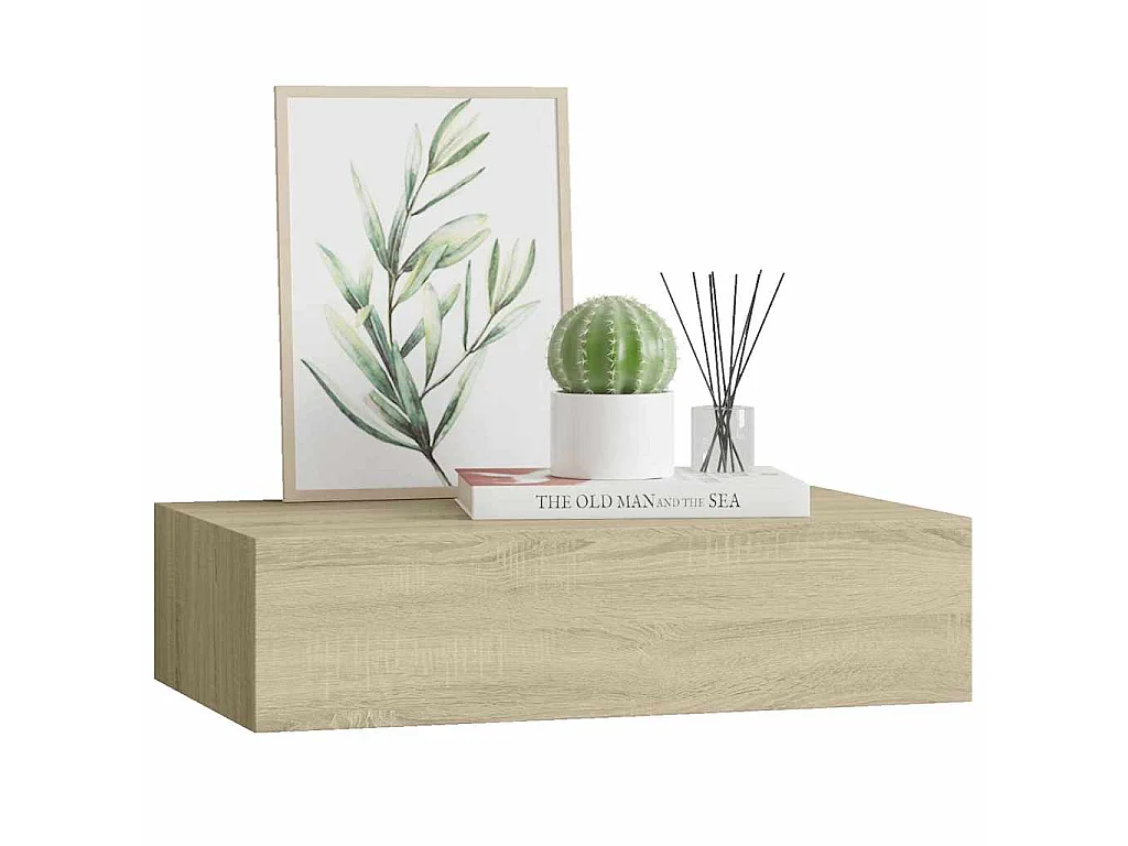 Prateleira de parede com gaveta MDF 40x23,5x10 cm cor carvalho