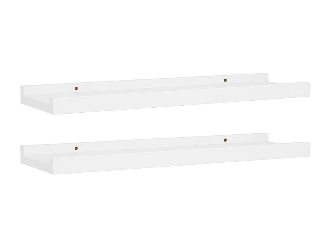 Unidade de prateleiras com rebordo 2 pcs 40x9x3 cm MDF branco