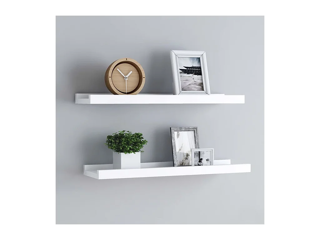 Étagères à rebord pour cadre photo 2 pcs Blanc 40x9x3 cm MDF