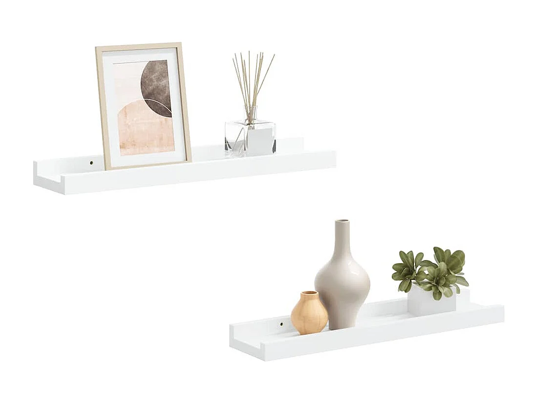 Étagères à rebord pour cadre photo 2 pcs Blanc 40x9x3 cm MDF