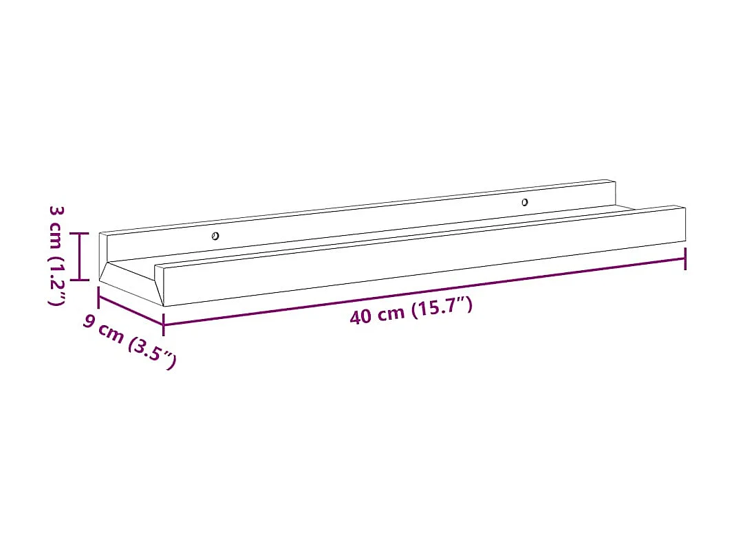 Étagères à rebord pour cadre photo 2 pcs Blanc 40x9x3 cm MDF