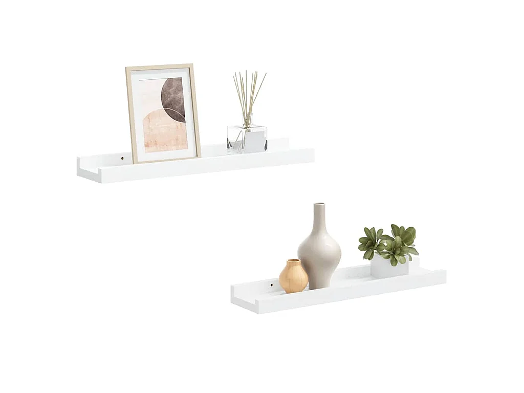 Étagères à rebord pour cadre photo 2 pcs Blanc 40x9x3 cm MDF