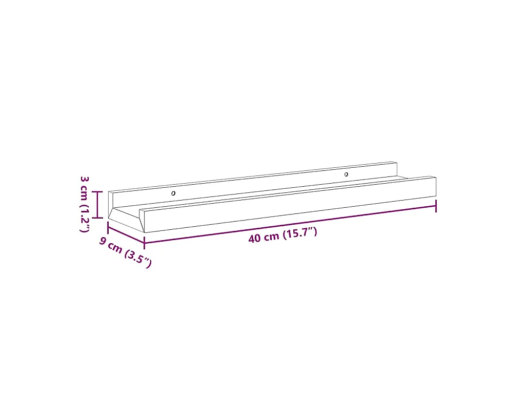 Étagères à rebord pour cadre photo 2 pcs Blanc 40x9x3 cm MDF