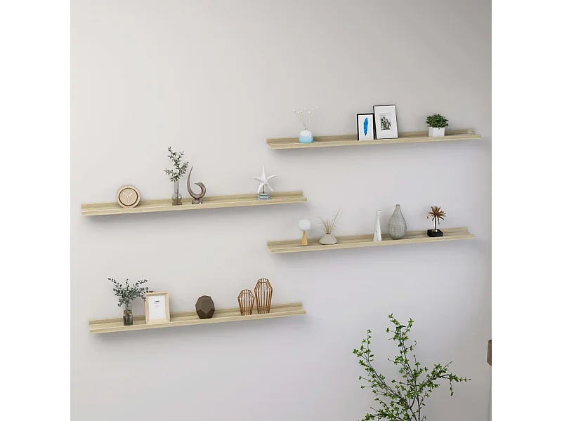 Wandregale 4 Stk. Sonoma-Eiche 100x9x3 cm