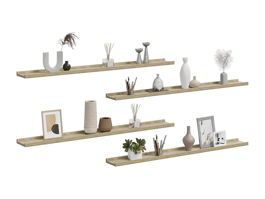 Étagères murales 4 pcs chêne sonoma 100x9x3 cm
