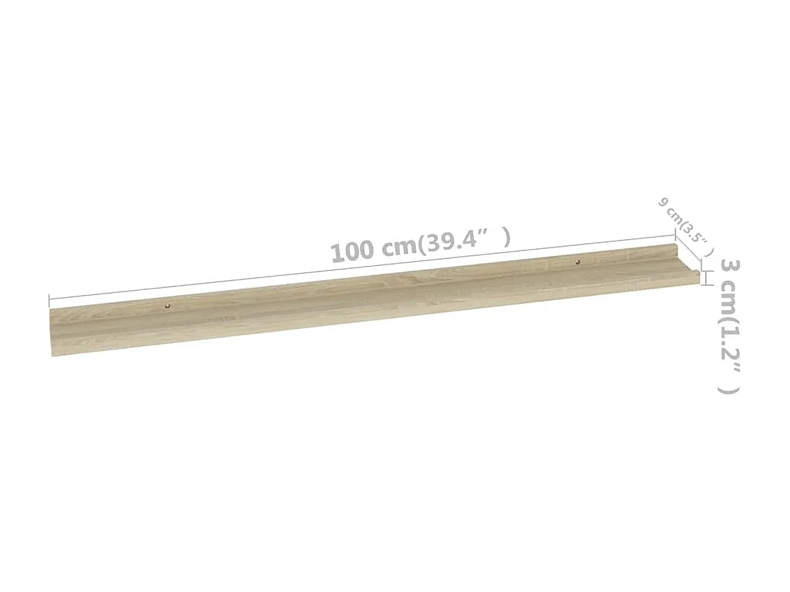 Mensole da Parete 4 pz Rovere Sonoma 100x9x3 cm