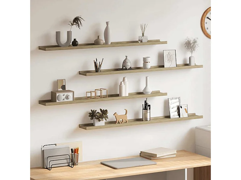 Wandschappen 4 st 100x9x3 cm sonoma eikenkleurig