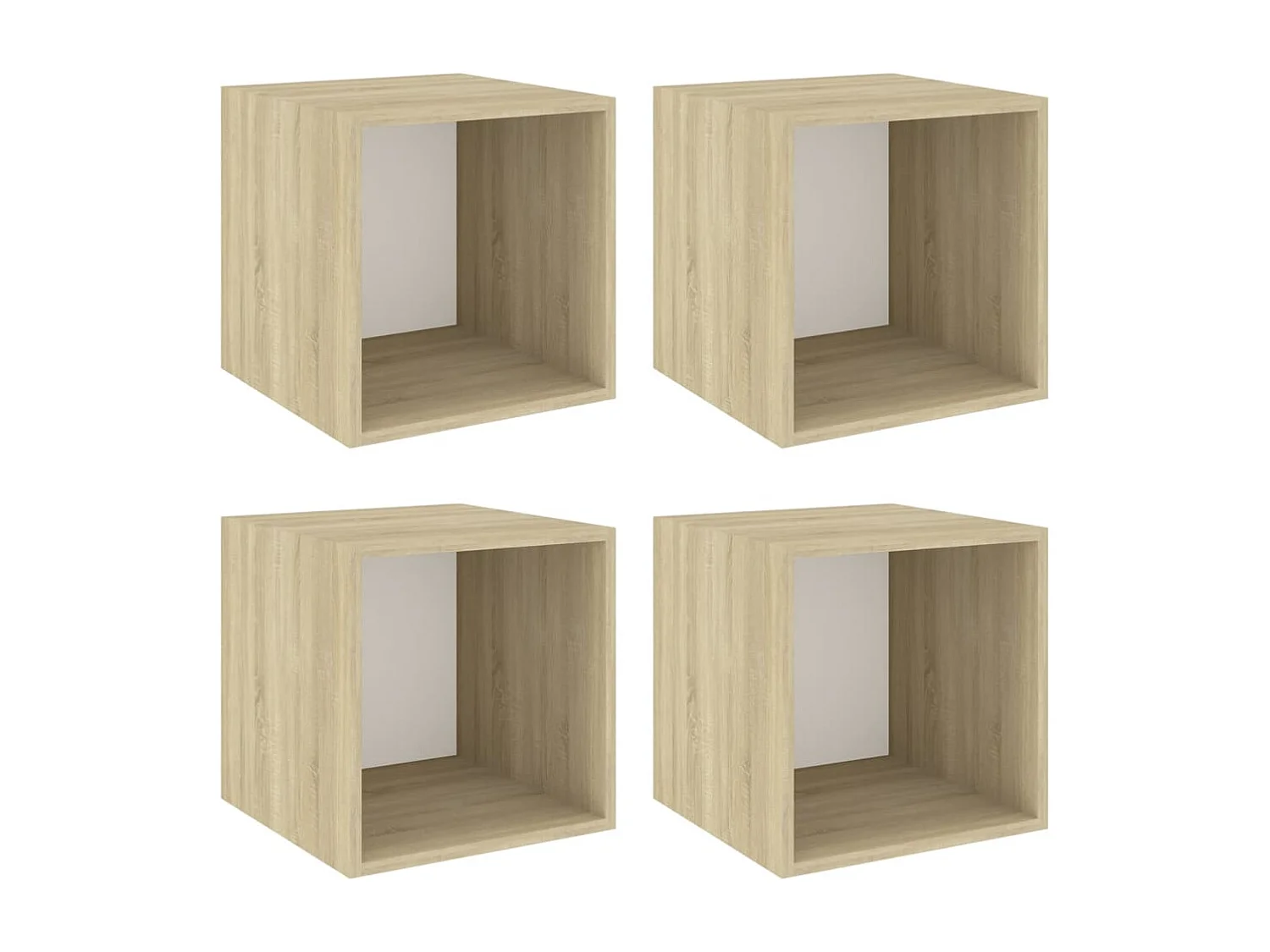 Armários parede 4pcs derivados madeira branco e carvalho sonoma