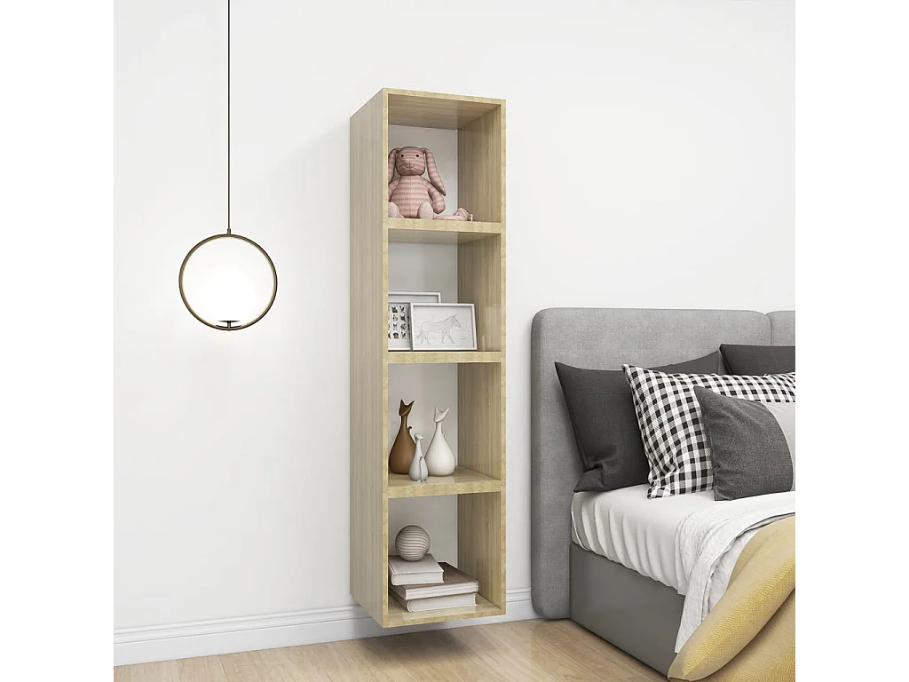 Armários parede 4pcs derivados madeira branco e carvalho sonoma