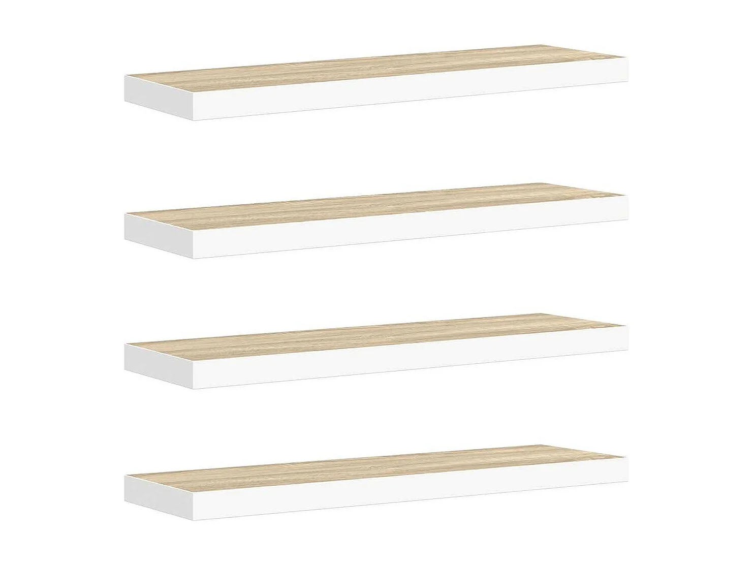 Étagères flottantes 4 pcs Chêne et blanc 90x23,5x3,8 cm MDF