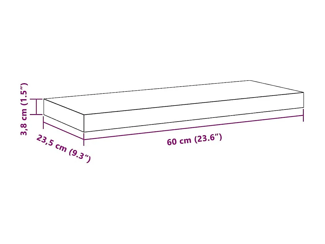 Prateleira de parede suspensa 60x23,5x3,8 cm MDF branco