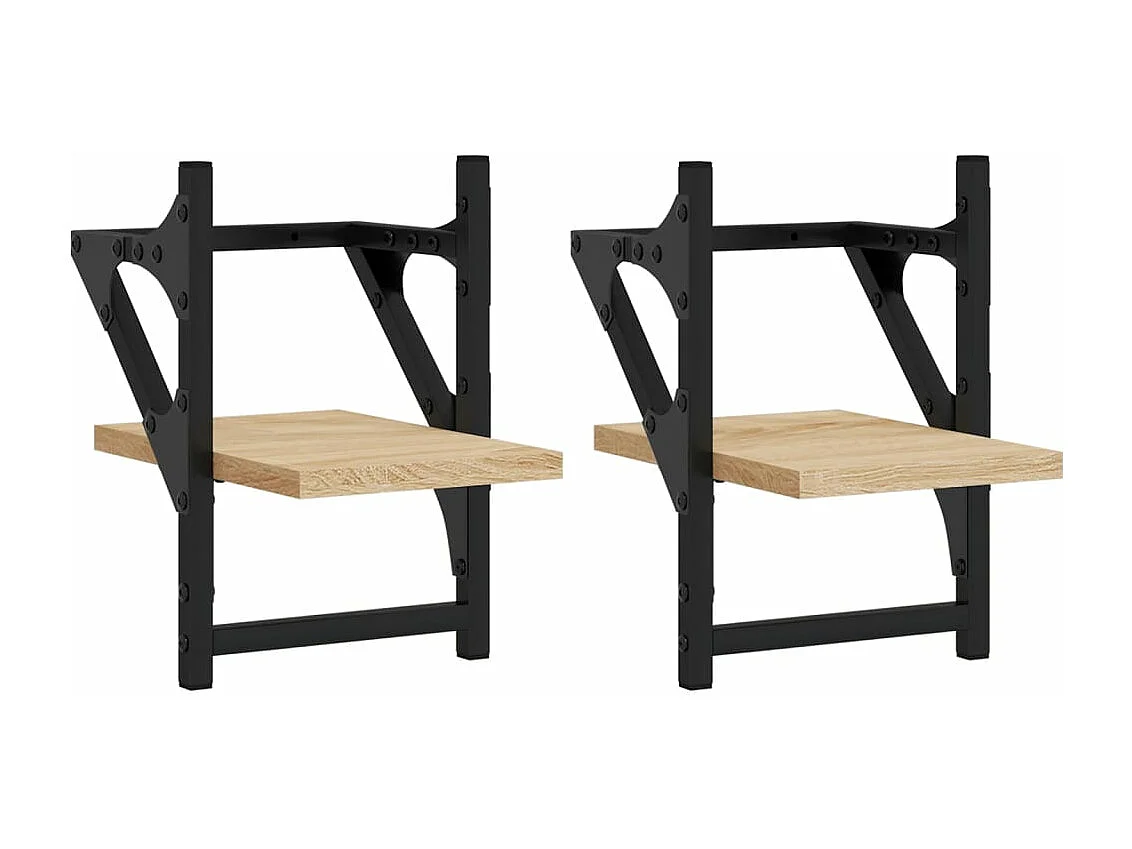 Estantes de pared con barras 2 uds roble Sonoma 20x25x30 cm