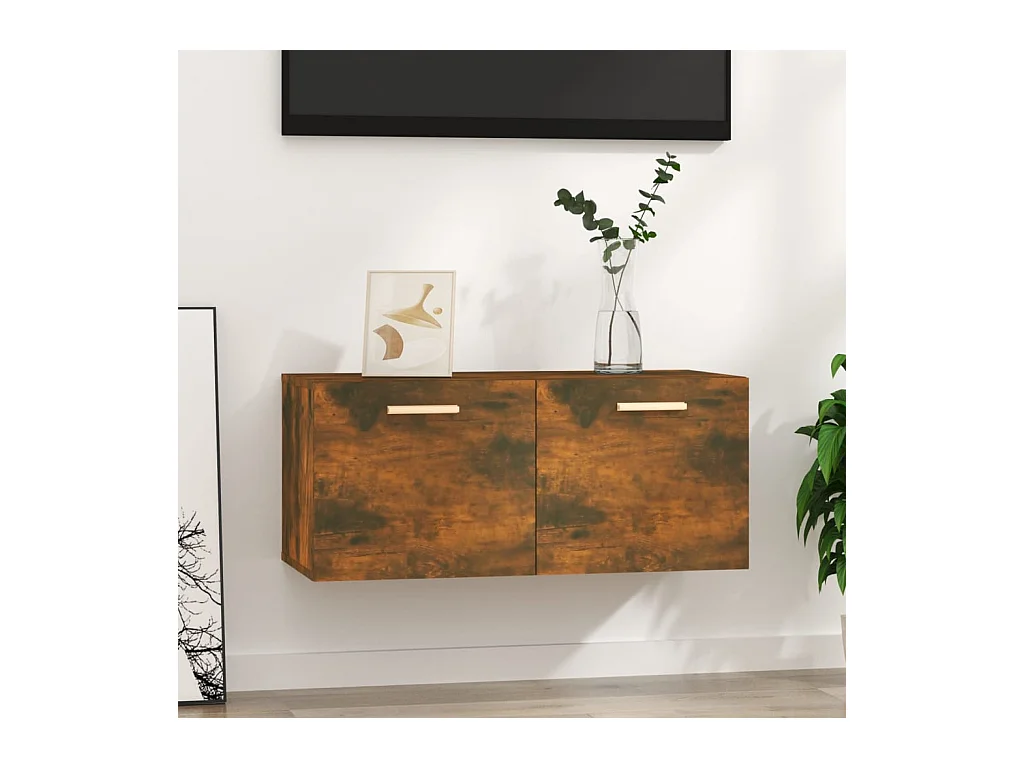 Wandkast 80x35x36,5 cm bewerkt hout gerookt eikenkleurig