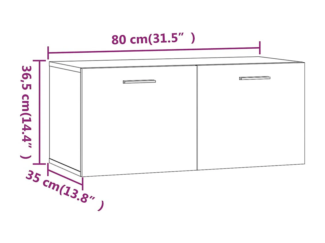 Wandkast 80x35x36,5 cm bewerkt hout gerookt eikenkleurig