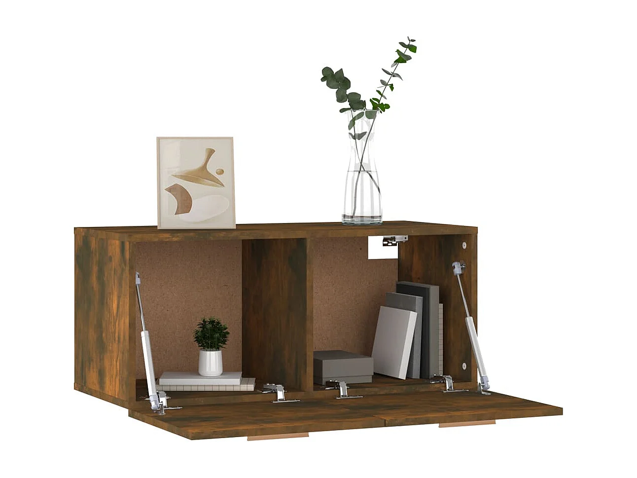 Wandkast 80x35x36,5 cm bewerkt hout gerookt eikenkleurig