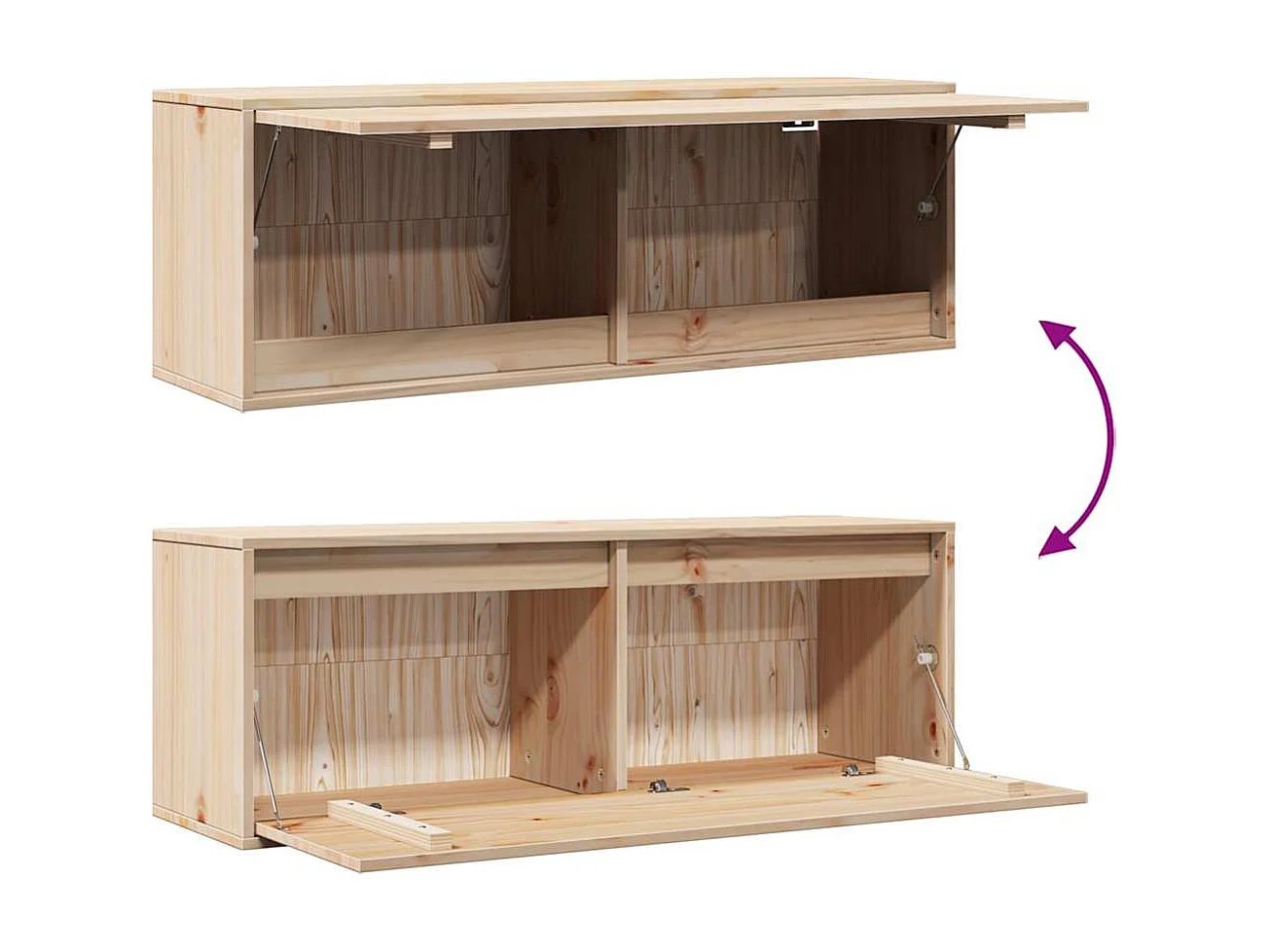 Armario de pared de madera maciza de pino 100x30x35 cm