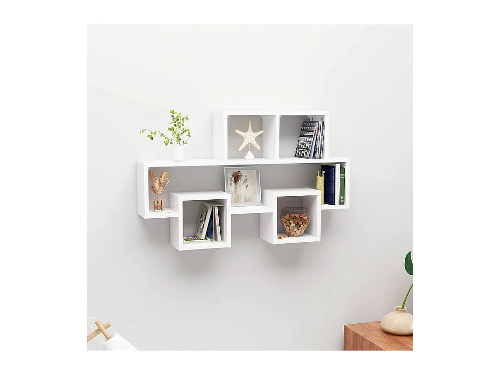 Étagère murale forme d'auto Blanc 82x15x51 cm Bois d’ingénierie