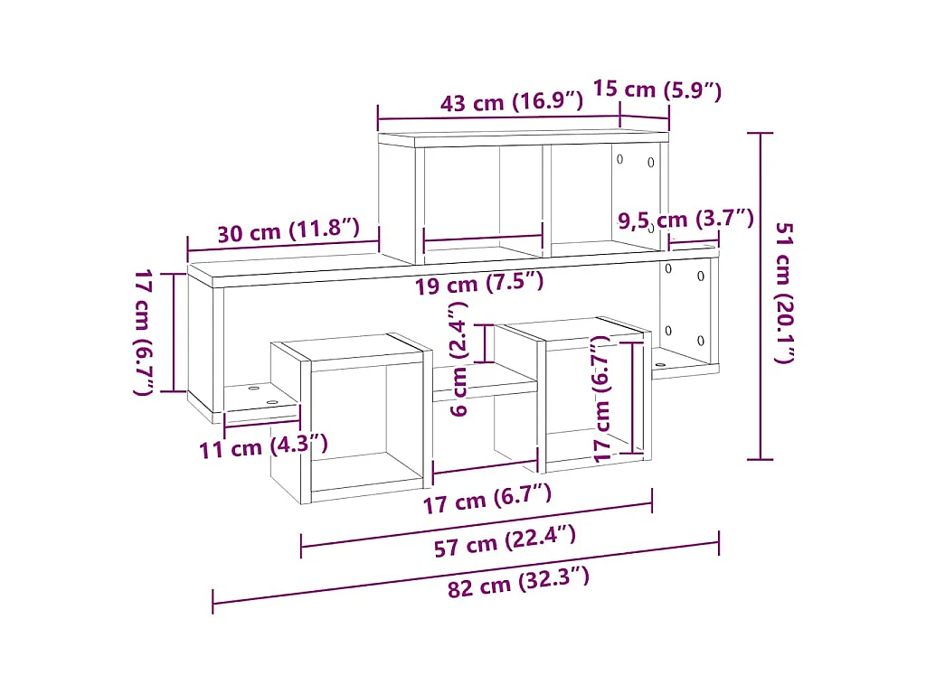 Scaffale a Muro Auto Bianco 82x15x51 cm Legno Multistrato
