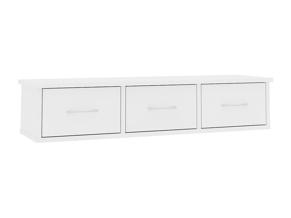 Scaffale con Cassetti a Parete Bianco 88x26x18,5 cm Multistrato