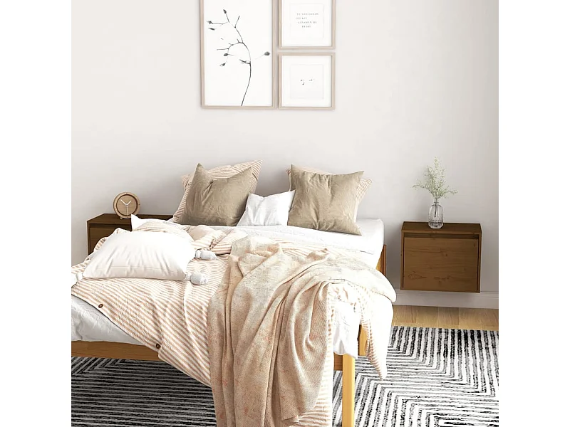 Armoires murales 2pcs Marron miel 45x30x35cm Bois de pin massif