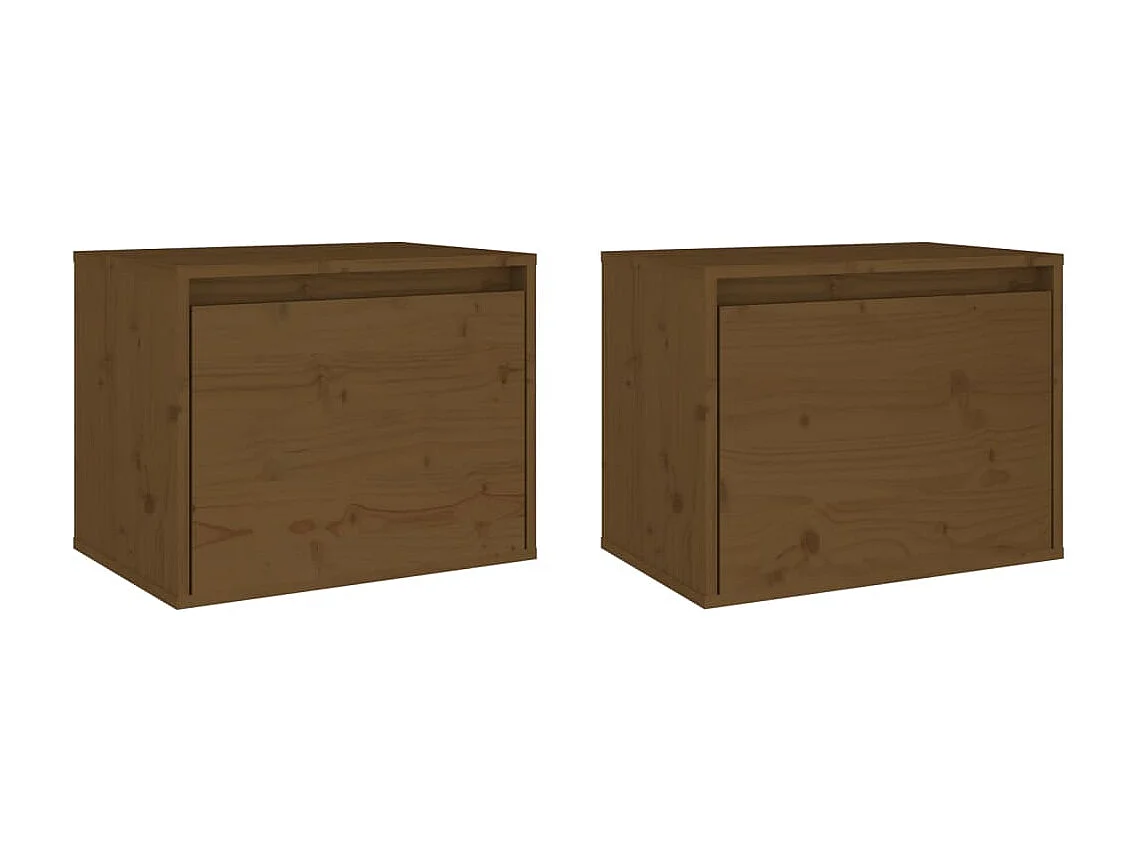 Armoires murales 2pcs Marron miel 45x30x35cm Bois de pin massif
